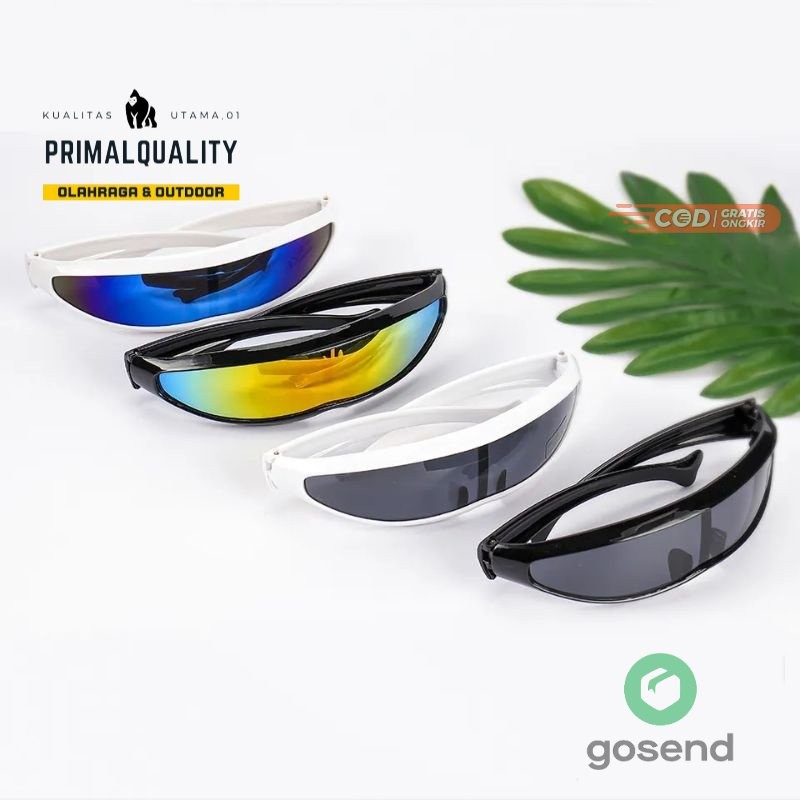 Prim Kacamata Laser Visor Cyclops Sempit Futuristik Kacamata Hitam Lensa Cermin Kepribadian UV400 Ka