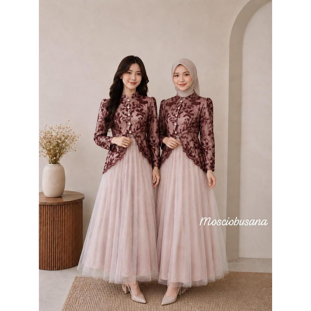Rayasya Dress Brukat Muslim Dress Kondangan Muslim Gamis Muslim Wanita Dress Brukat Muslim Murah Gam