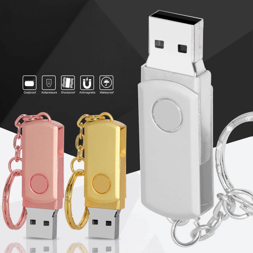 Waterproof Metal rotated usb flash drive 8gb 16gb 32gb 64gb 128gb SilvergoldRose gold Memory stick p
