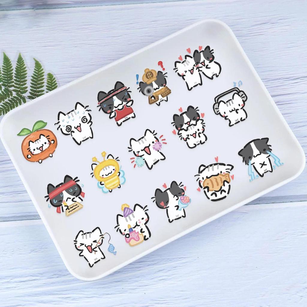 54pcsTransparent  Cartoon Kitten Sticker Pack Waterproof Transparent PET Handbook Material To Decora