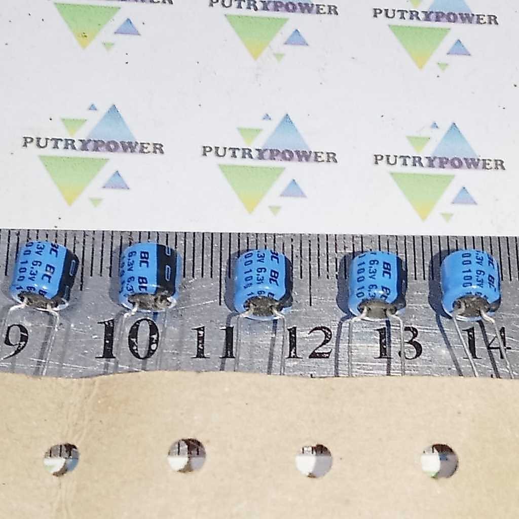 BC 100uf 6v3 d6x6mm elko bc biru 6,3v elco 6.3v kapasitor 100uf 6.3v 6,3v 6v3 capacitor