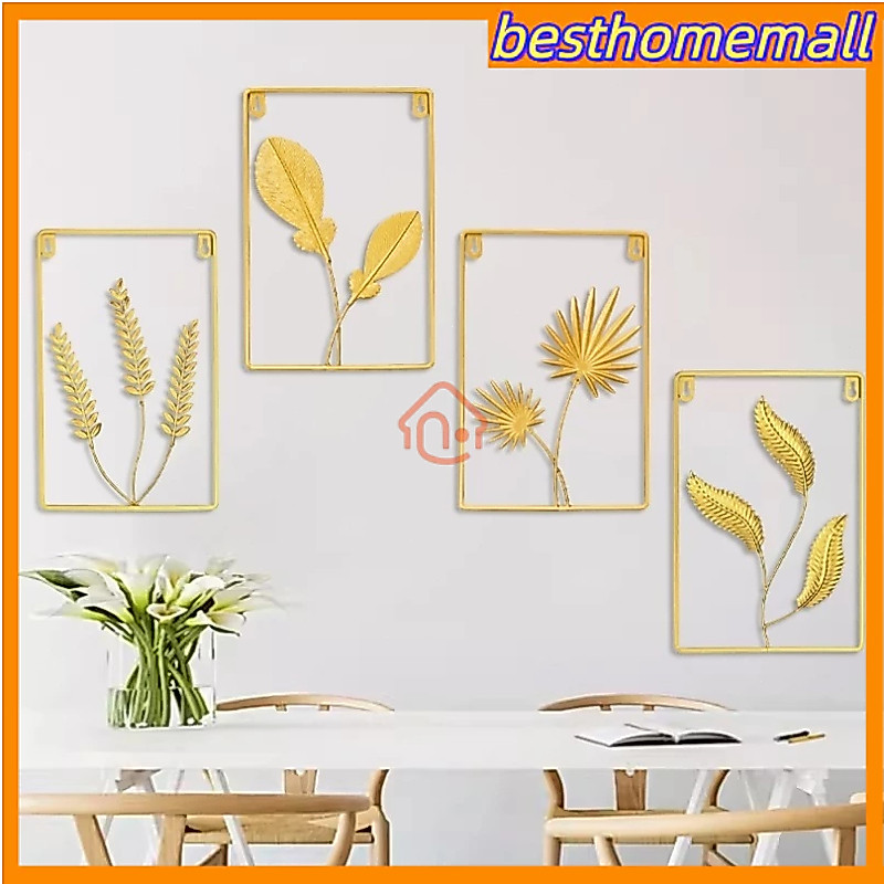 20CM*30CM Mural tanaman besi / lukisan dekoratif daun emas / hiasan dinding sofa latar