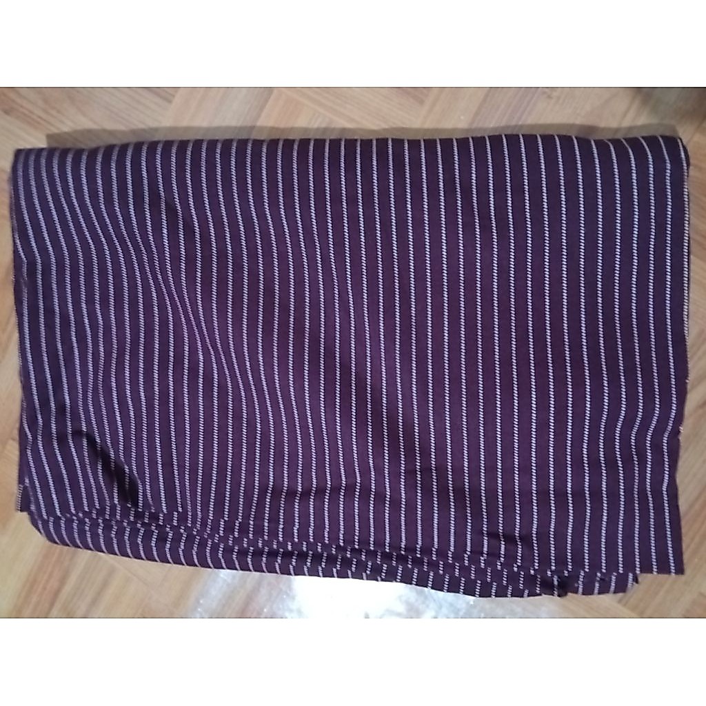 Kain Rayon twill premium motif salur ungu /0.5 meter