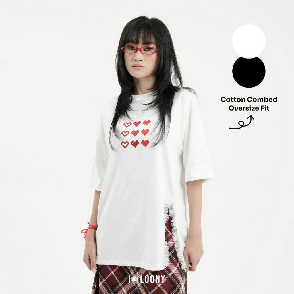 DEVIY BERKAH STORE Loony - Talitha Heart BW - T-Shirt