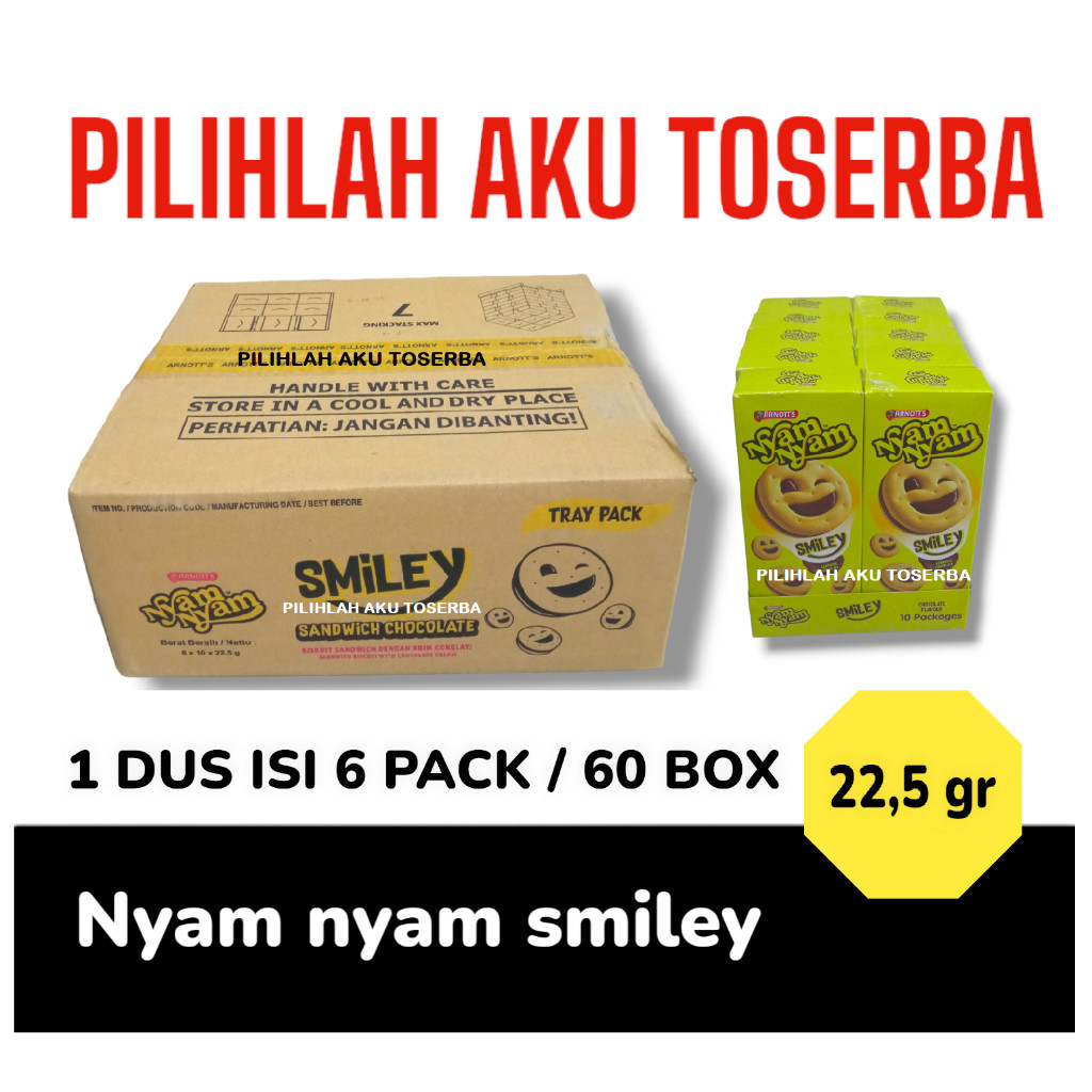 

Arnott's Nyam Nyam SMILEY MINI PACK Biskuit Cream Cokelat - ( HARGA PER DUS )