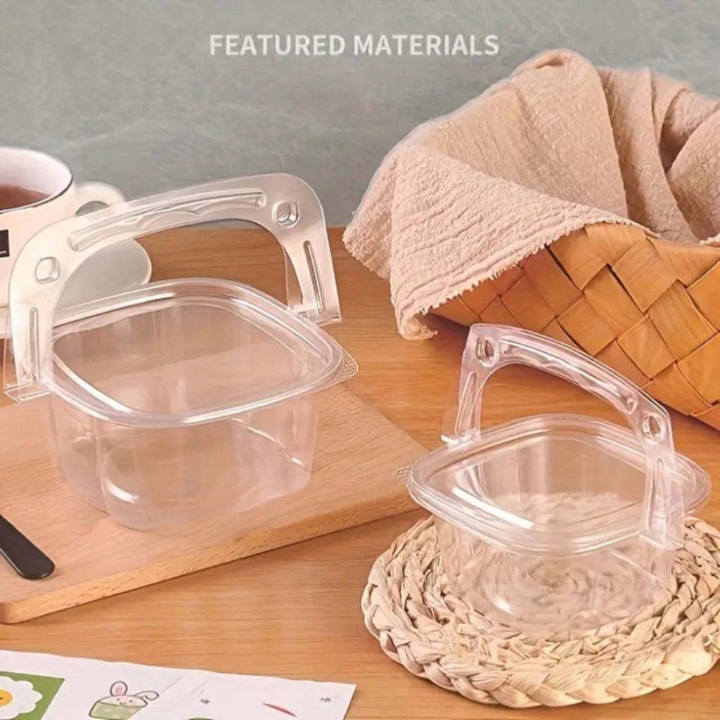 10pcs Dessert Box Mika Jinjing Kotak Mika Jinjing Packaging Snack Kue Food Grade Kemasan Packaging H