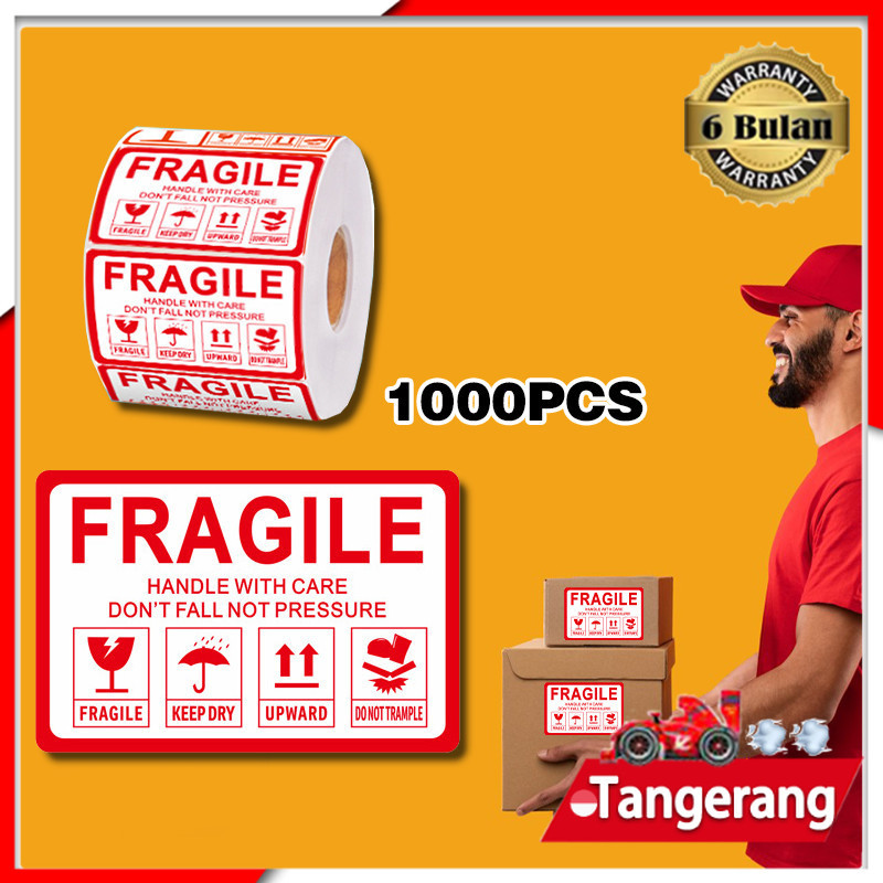 

1000PCS Sticker Label Fragile / Sticker Barang Mudah Pecah With Care Don'T Fall Not Pressure Sticker