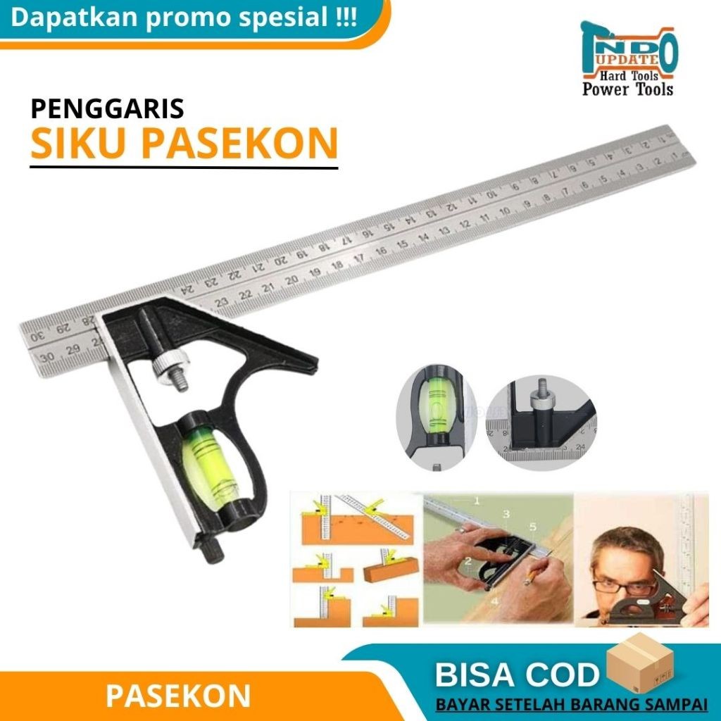 

Pasekon Penggaris Siku Tukang Waterpass Penggaris Siku Lantai Jendela Sudut Ruangan 30 CM