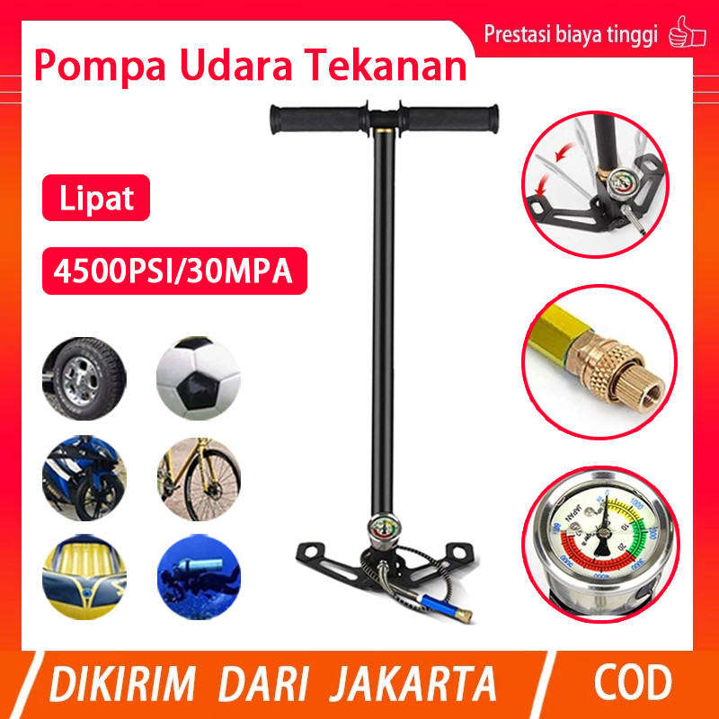Dapat Dilipat 4500 Psi 30MPA Pompa Pcp 3 Stage 4500 Psi Sniper Kaki Lipat Kupu Kupu Gauge POMPA PCP