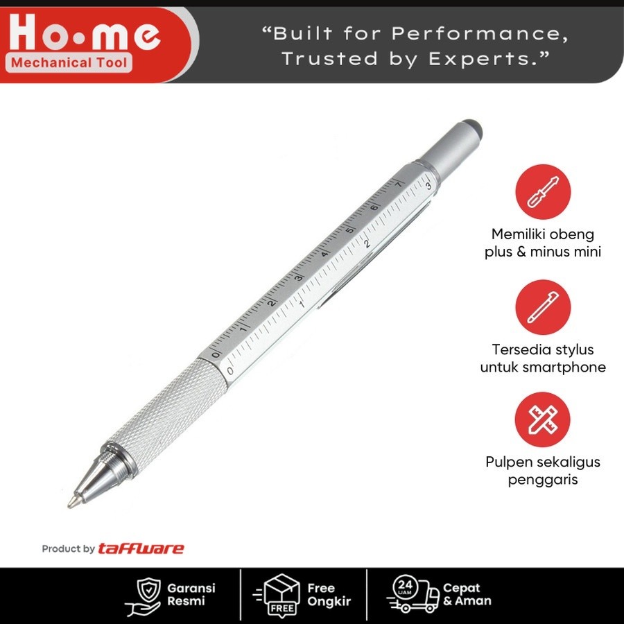 

Taffware Pena Multifungsi Plastik Stylus + Penggaris + Level + Obeng - 9625