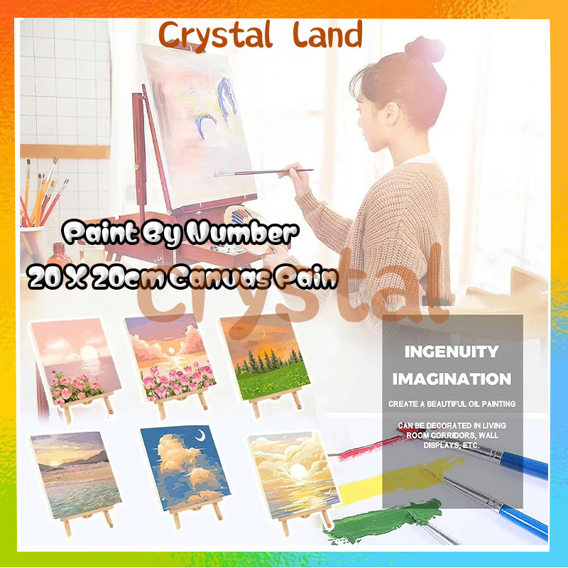 

DIY 20x20cm Paint Kit Digital Painting Kit Kanvas Painting Dengan Kayu Frame Wall Decoration