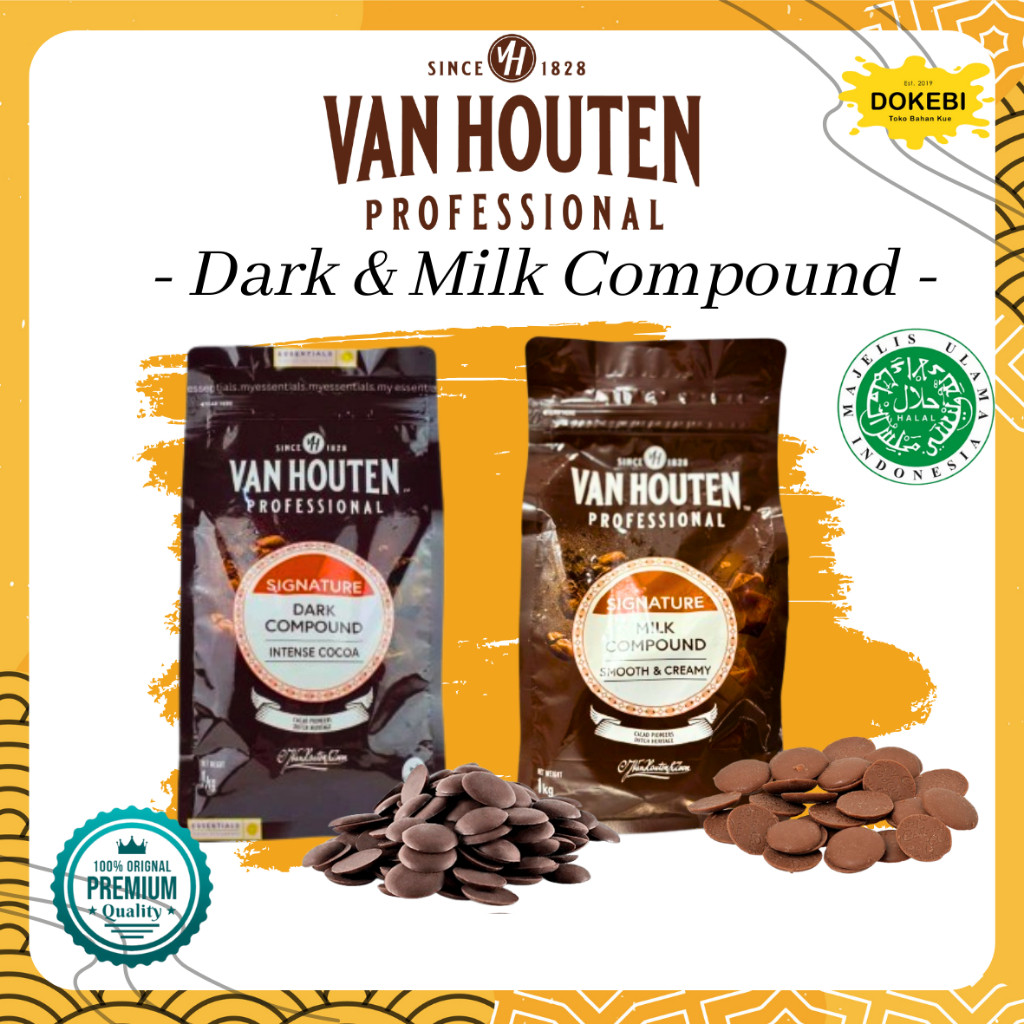 

Van Houten Instense DARK& MILK Compound Coins / Coklat Baking Professional Repack [ 250gr/ 100gr] Terlaris