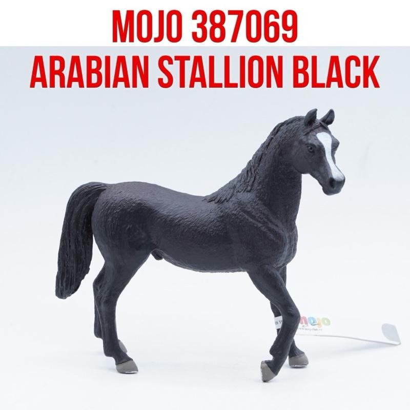 MOJO Fun 387069 Arabian Stallion Black Horse Kuda Arab Jantan Equus caballus Mainan Binatang Miniatu