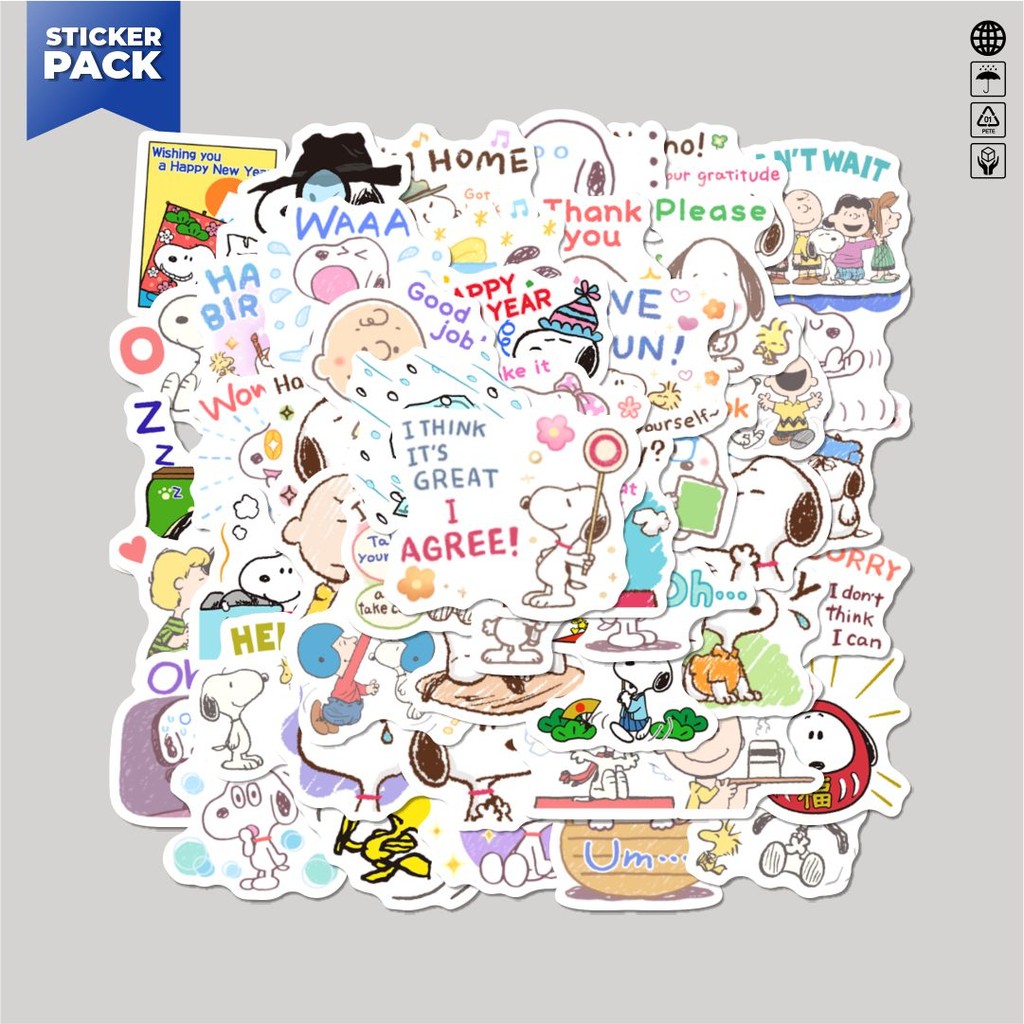 

[100PCS]Stiker Pack Stiker Kartun Snoopy V1 Aesthetic Vinyl Anti Air Dekorasi Sticker Laptop Buku Journal Koper Helm Casing HP Gitar Helm Skateboard