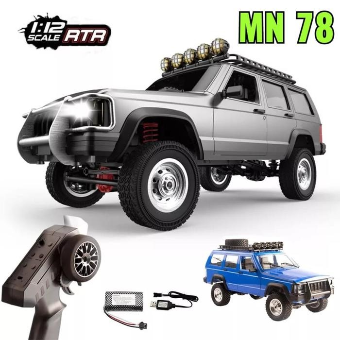 RC Mobil Jeep Cherokee MN 78 MN78 RTR 1/12 4WD Off Road Adventure RTR Mobil Off Road - Abu-abu