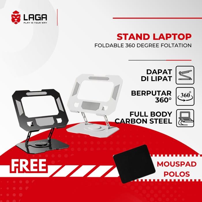 (FREEITEM) STAND LAPTOP Metal Dudukan Laptop Stand Holder Foldable 360 DEGREE ROTATION - STAND LAPTO