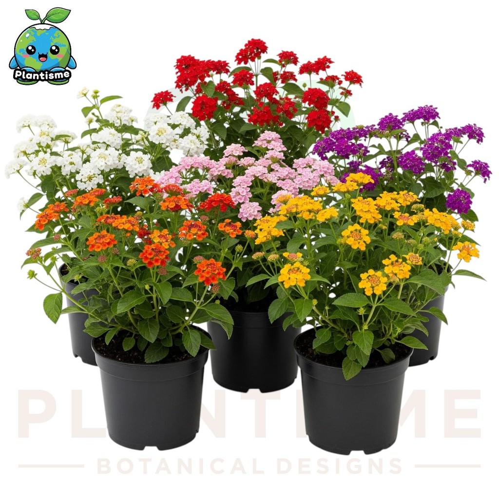 Tanaman Hias – Lantana Mix Colour Lantana × Hybrida Tembelekan Bunga Putih Merah Pink Oranye Kuning 