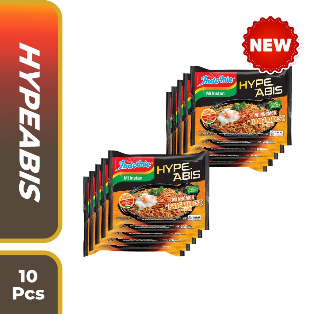

10 PCS - Indomie Hypeabis Mie Nyemek Banglahdes'e Rasa Kari 80gr
