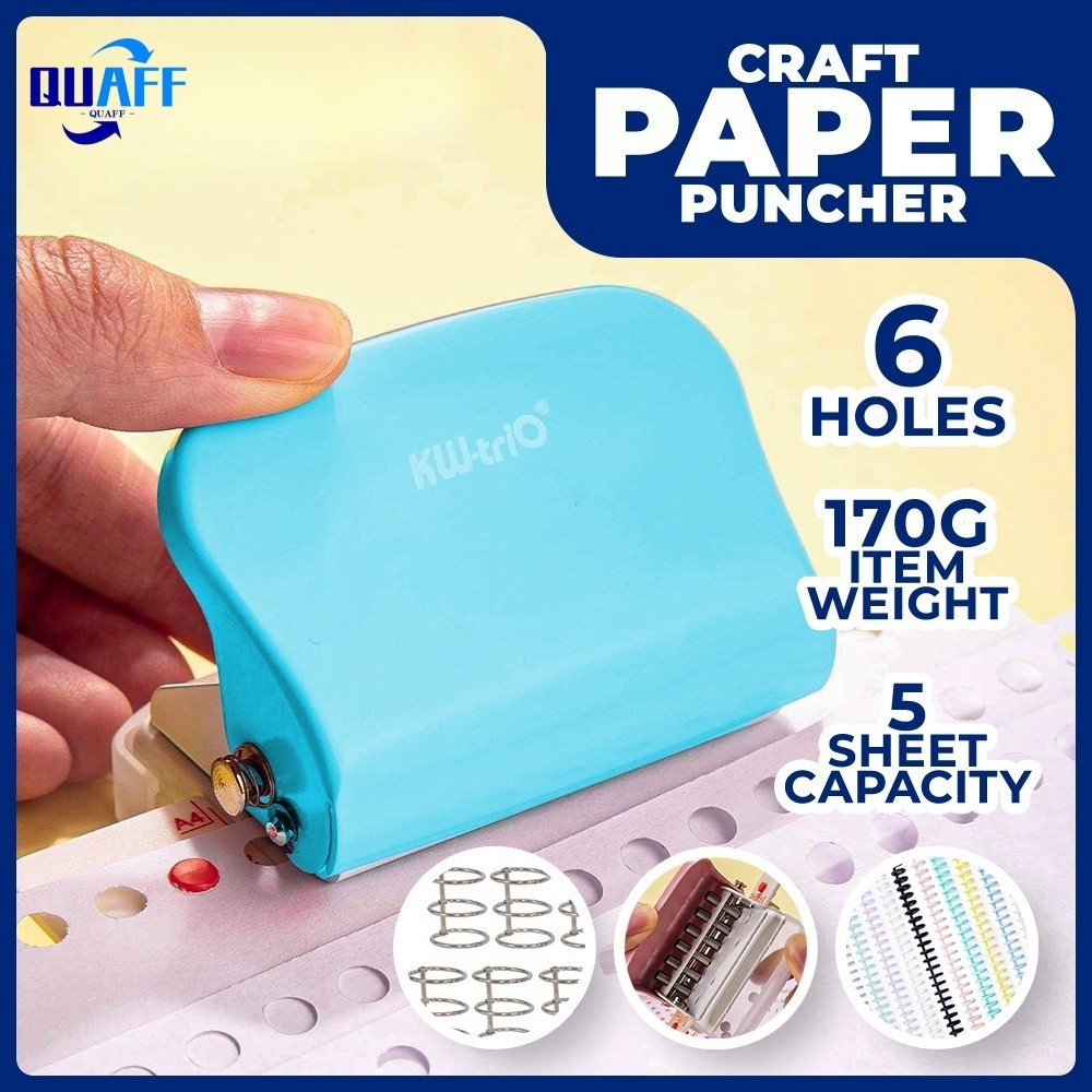 PINK / Biru Buku Catatan 6 Lubang Pelubang Bulat Mesin Pelubang Standar A4 A5 B5