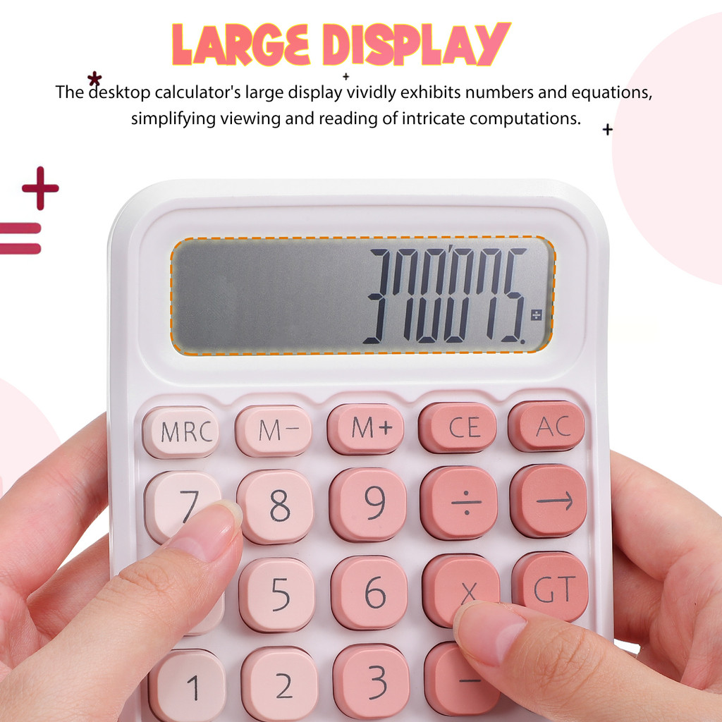 

Cute Desktop Big Buttons Large Display 12 Digits Office Calculator For Students Teachers Accountants Nonslip Base Aesthetic