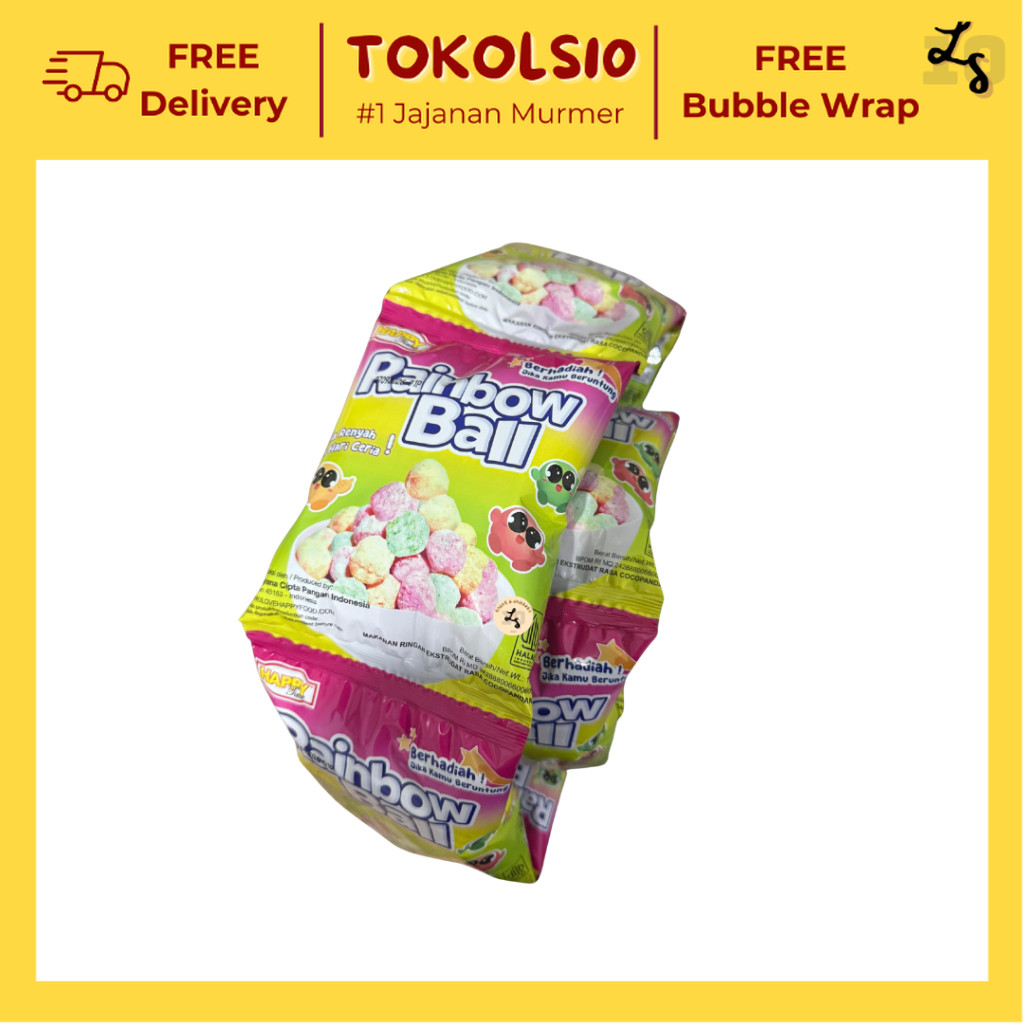 

Happy Time Rainbow Ball Ciki Berhadiah Bola Renyah isi 10 pcs x 18gr