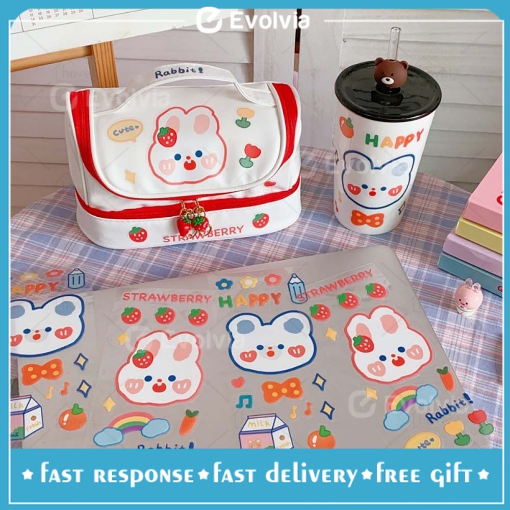 

Sticker Lucu DIY Dekorasi Casing Hp Laptop Scrapbook Botol Tumblr Karakter Rabbit Bear - Evolvia