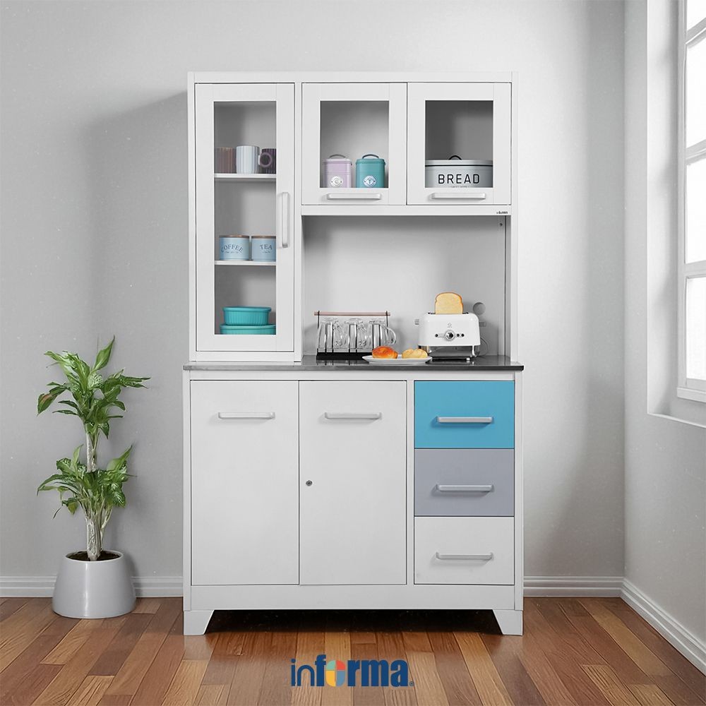 Informa Sky I I Kabinet Dapur Metal - Putih Lemari Dapur Tempat Penyimpanan Dapur Almari Masak Laci 