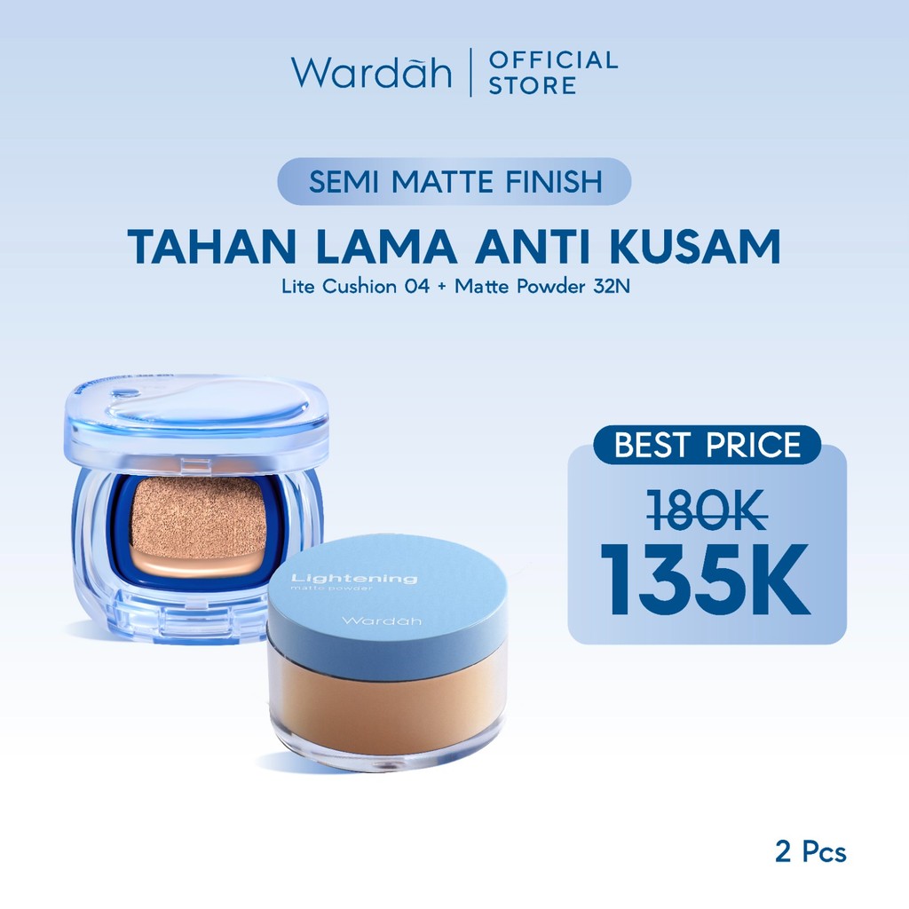 WARDAH Paket Make Up Flawless Bebas Kilap | Tahan Lama & Anti Kusam | Light+ Lite Skin Filter Cushio