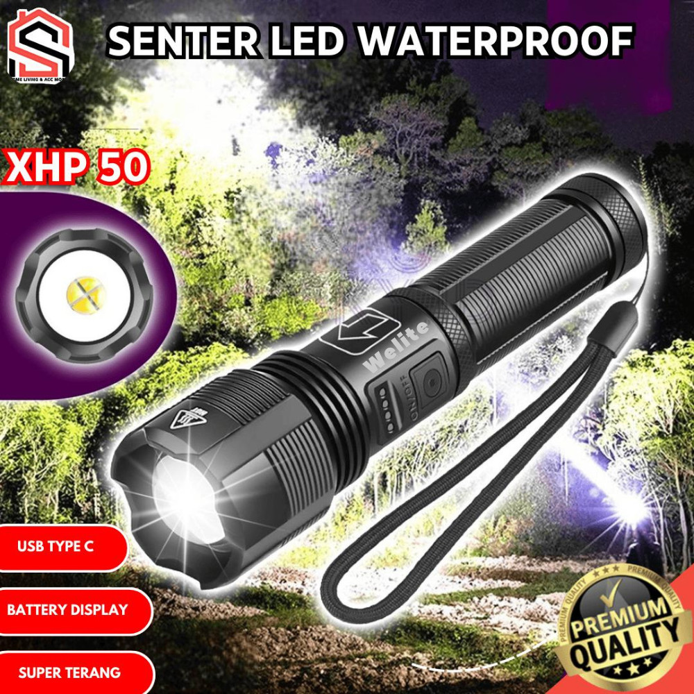 WELITE Senter LED XHP50 Mini  USB Type C Tahan Air Kapasitas Tinggi