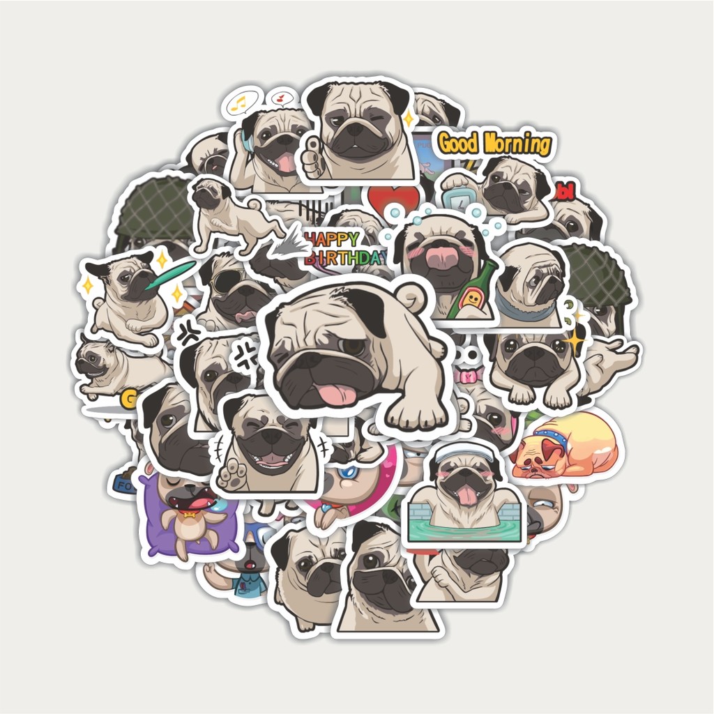 

Sticker Pack Stiker Cute Pug Stickers Funny Dog V4 | Sticker TUMBLR | Stiker LAPTOP KOPER HELM
