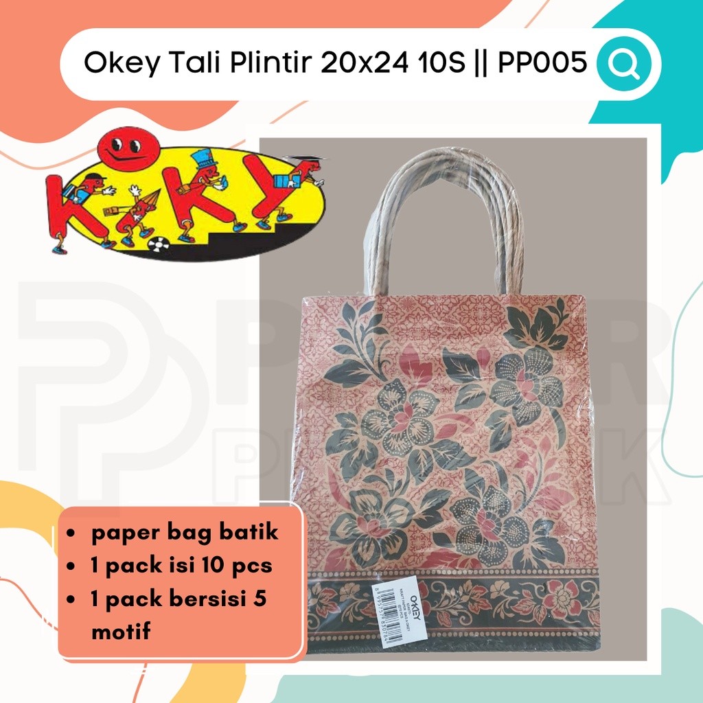 OKEY TALI BATIK 22X24 PAPER BAG TAS KERTAS ISI 10 RANDOM PAPERBAG KADO SOUVENIR