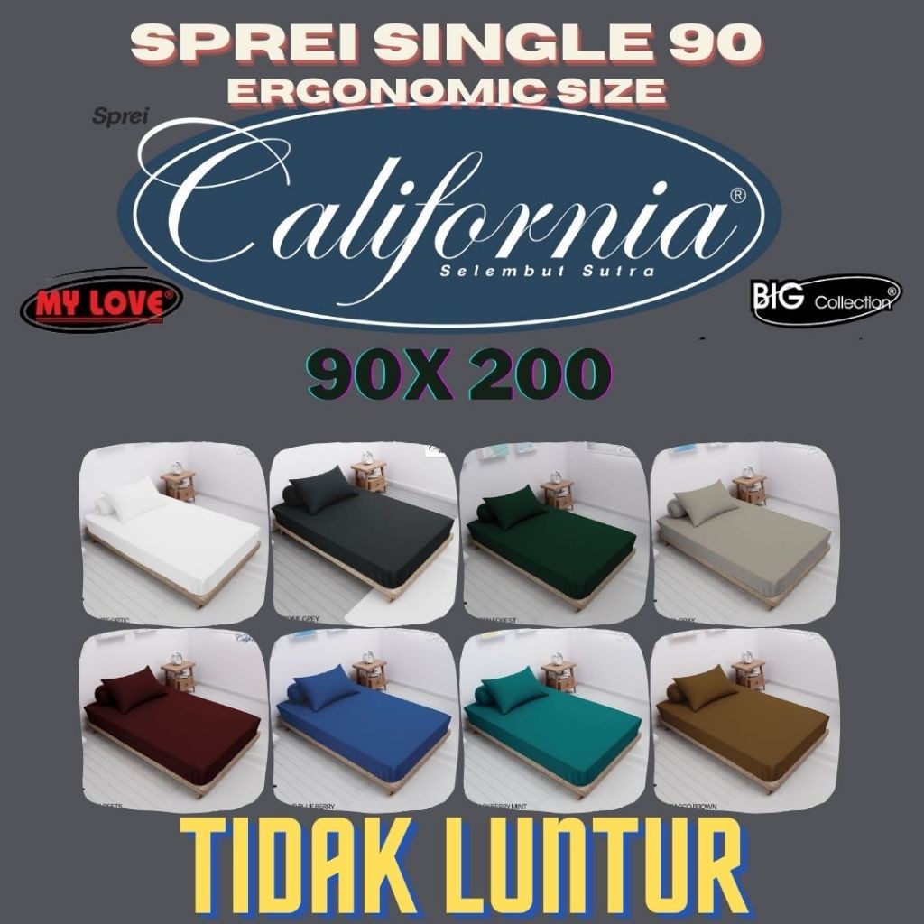 Sprei Single 90 California From My love " Ergonomic Size " Ukuran 90 x 200