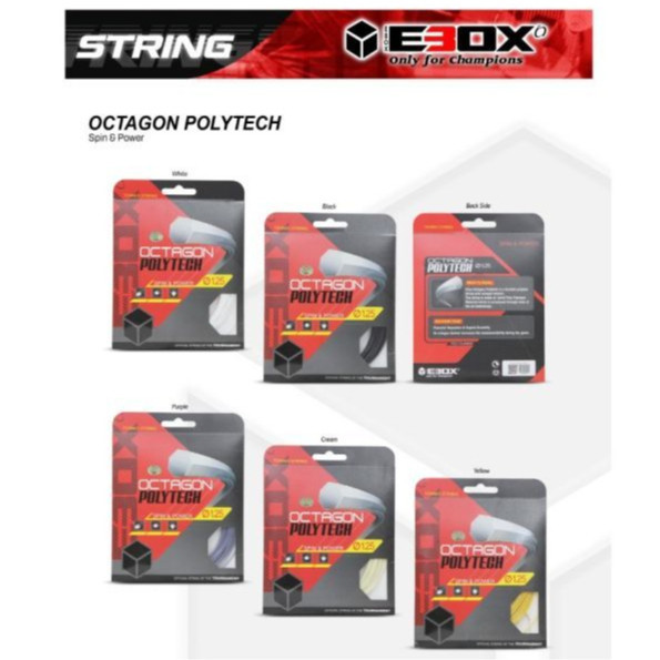 Senar Tenis EBOX OCTAGON POLYTECH 1.25 SPIN & POWER Tennis 100% ORIGINAL EBOX