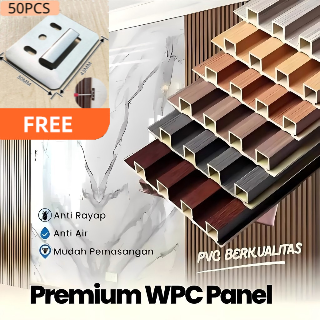 [3Meter x 16CM] Wood WPC Wall Panel Dinding PVC Wallpaper Premium Kuat Anti Rayap Anti Air Motif Kay