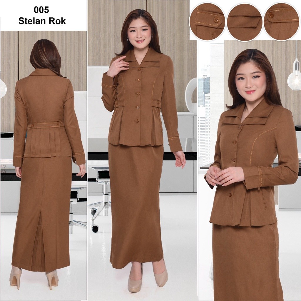 Baju Wanita Dinas PNS Pemda Krah Susun Rok Span
