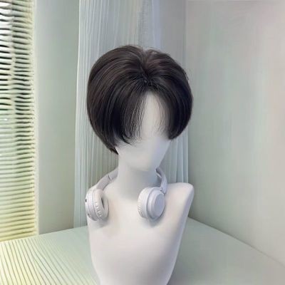 Wig Rambut Pendek Pria Gaya Korea Anak Laki-laki Tampan Rusak Diferensial Pria Harian Pria Alami Wig