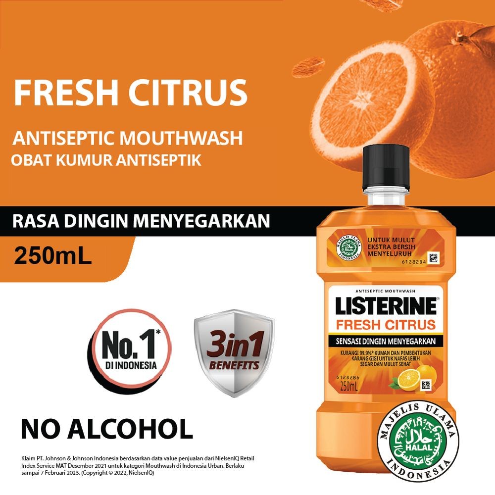 LISTERINE MOUTHWASH ANTISEPTIC FRESH CITRUS 250mL