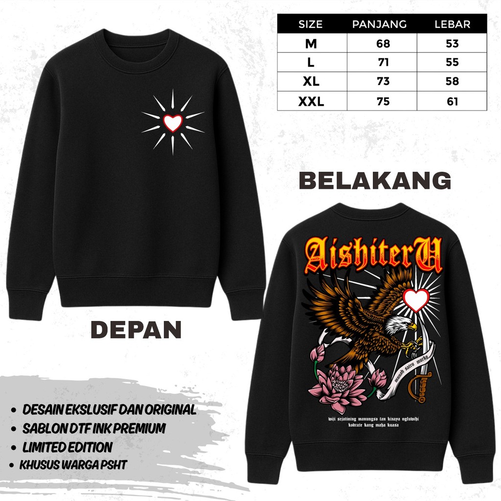 SWEATER PSHT AISHITERU MUNAH SATRU MURKO WIJI SEJATINING MANUNGSA SWEATER SH TERATE LENGAN PANJANG -