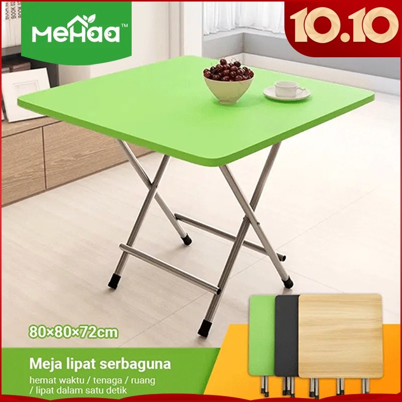 Mehaa Meja Lipat Kayu 80x80 dan 60x40/Meja Makan Lipat/Meja Makan Portable/Meja Lipat Serbaguna