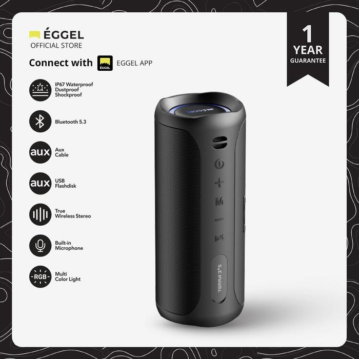 Eggel Terra 3 Plus + Waterproof Bluetooth Speaker with RGB Lights - Terra 3 Plus S [terlaris]