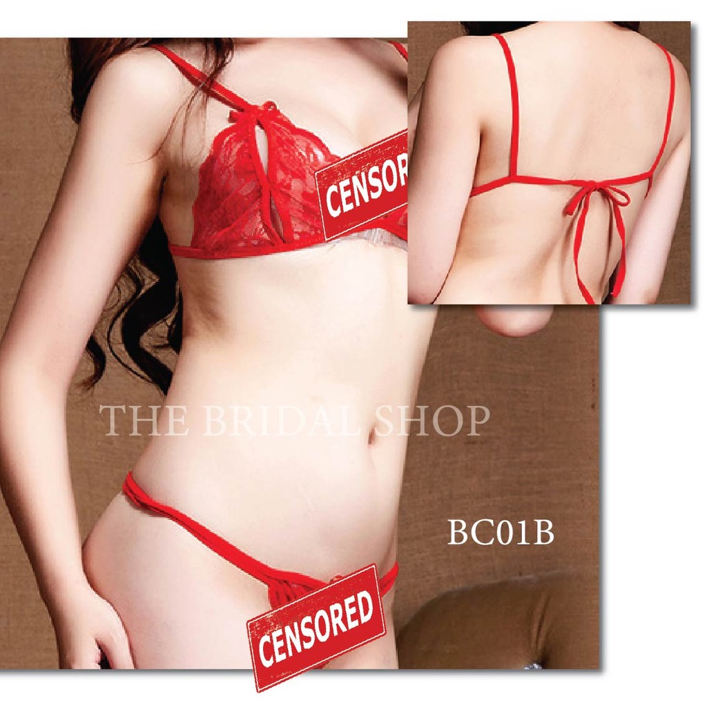 Underwear Wanita Bh Cd G String Lace Soft Merah BC01B