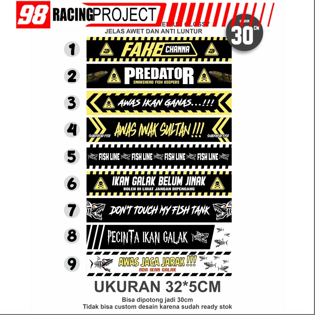 Stiker Aquarium Setiker Aquarium Stiker Tank Stiker Iwak Galak Stiker Predator Fish 2 Ukuran 30cm