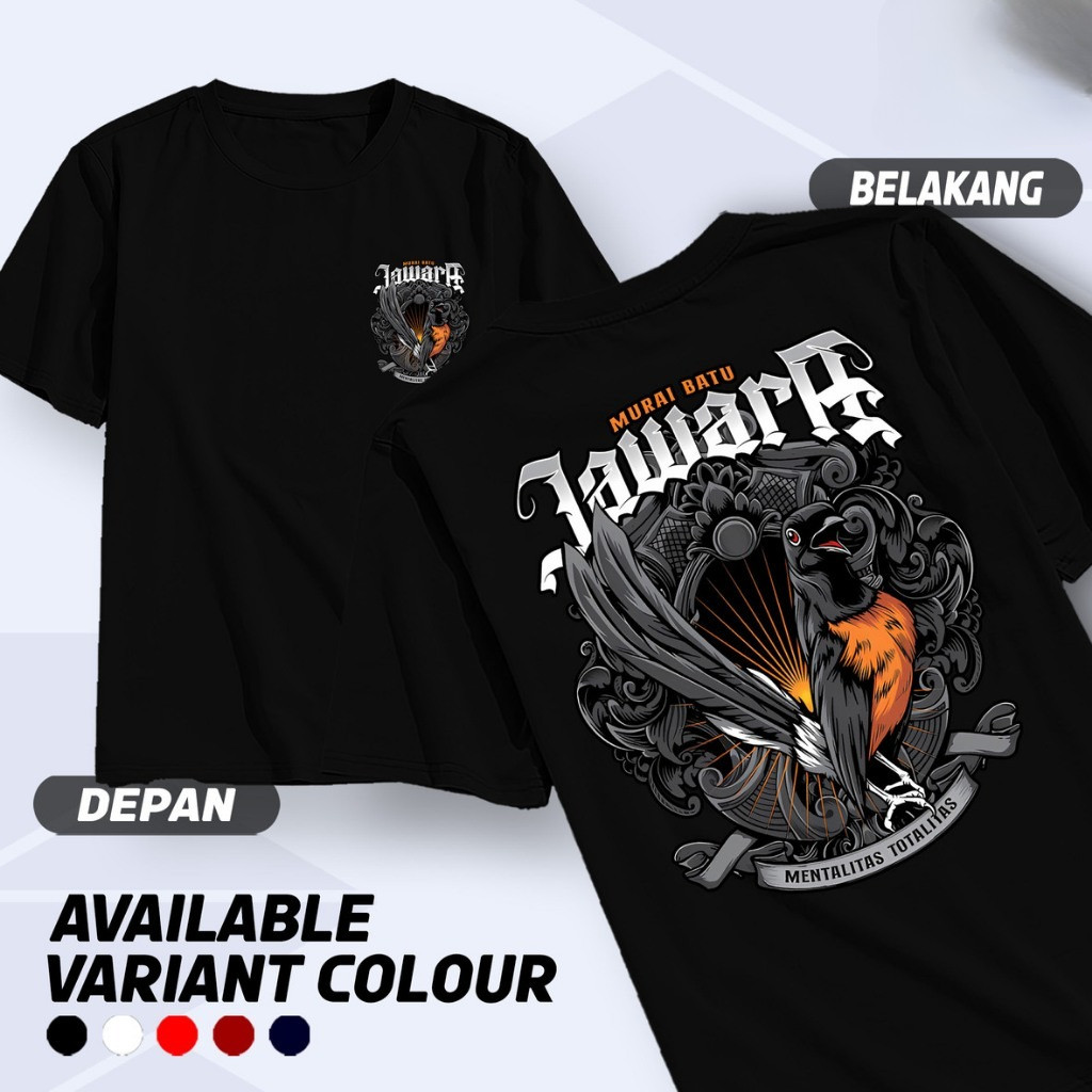 KAOS MURAI BATU JAWARA/KAOS TSHIRT NEW DESAIN PECINTA MURAI BATU/KAOS BURUNG MURAI BATU/Baju Murai M