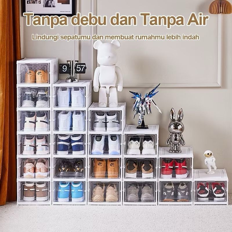 Zahwagallery-01 Kotak Sepatu Lipat Rak Sepatu Lipat Lemari Sepatu Lipat Kotak Sepatu Transparan Plas