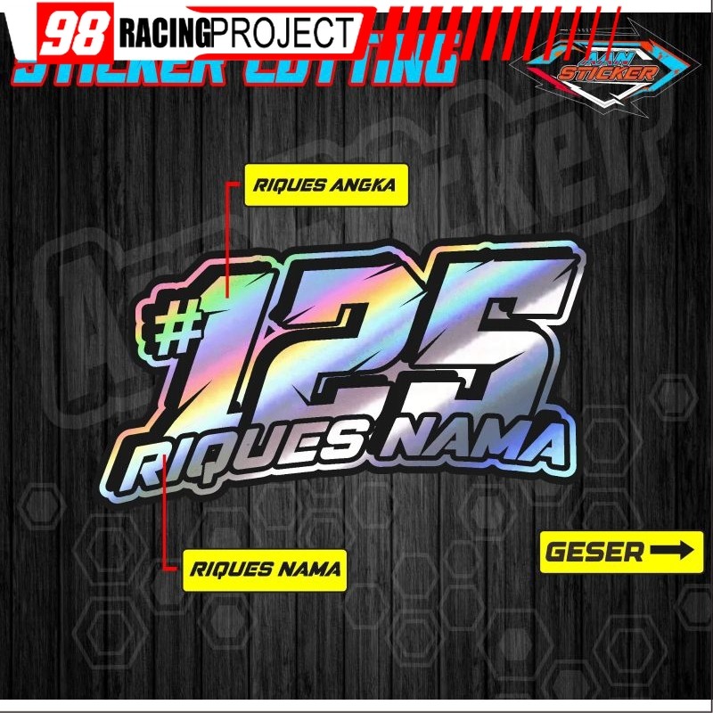 Stiker Custom Nomor Bisa Riques Tulisan/nama Suka Suka Stiker Cutting Termurah