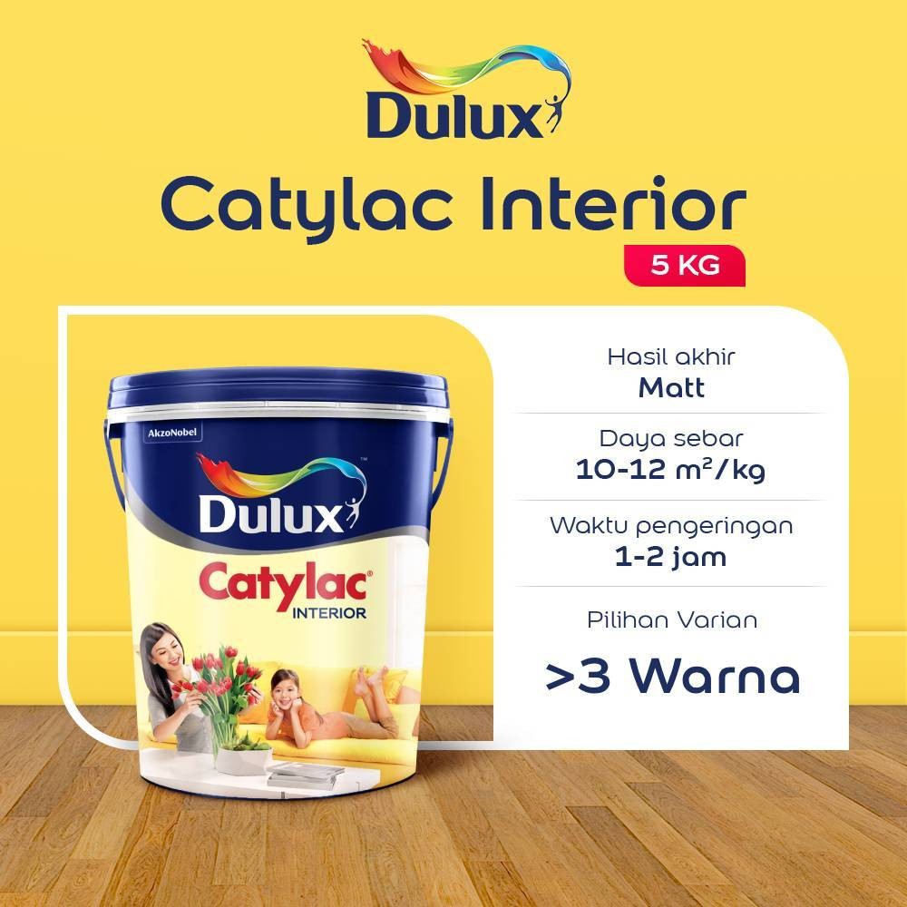 CAT TEMBOK 25KG DULUX CATYLAC INTERIOR 25KG - CAT 3 WARNA KUNING DULUX ORIGINAL