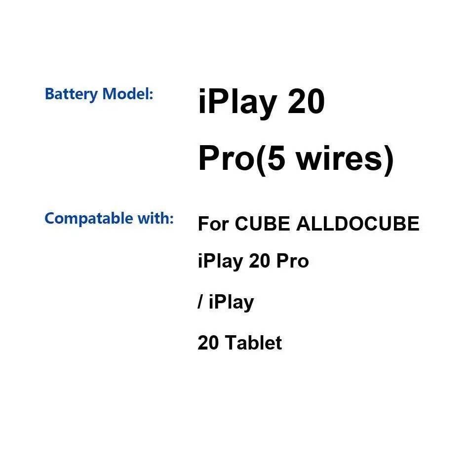 Environmentally Friendly 8000Mah For Cube Alldocube Iplay 20 Pro Tablet 5 Wires Premium Replacement 
