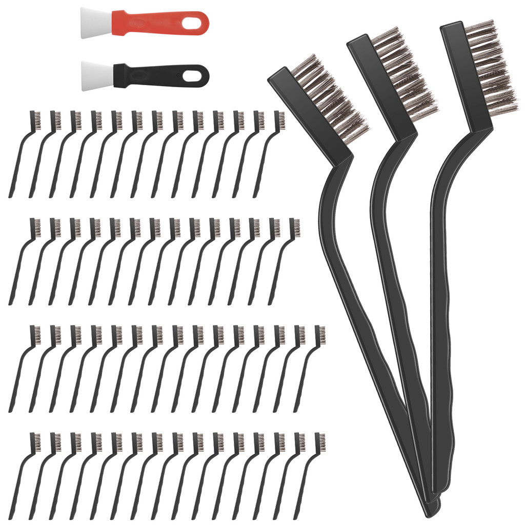 60Pcs Wire Brush Set Industrial Toothbrush Mini Copper Steel Wire Brush Stainless Steel Wire Brush D
