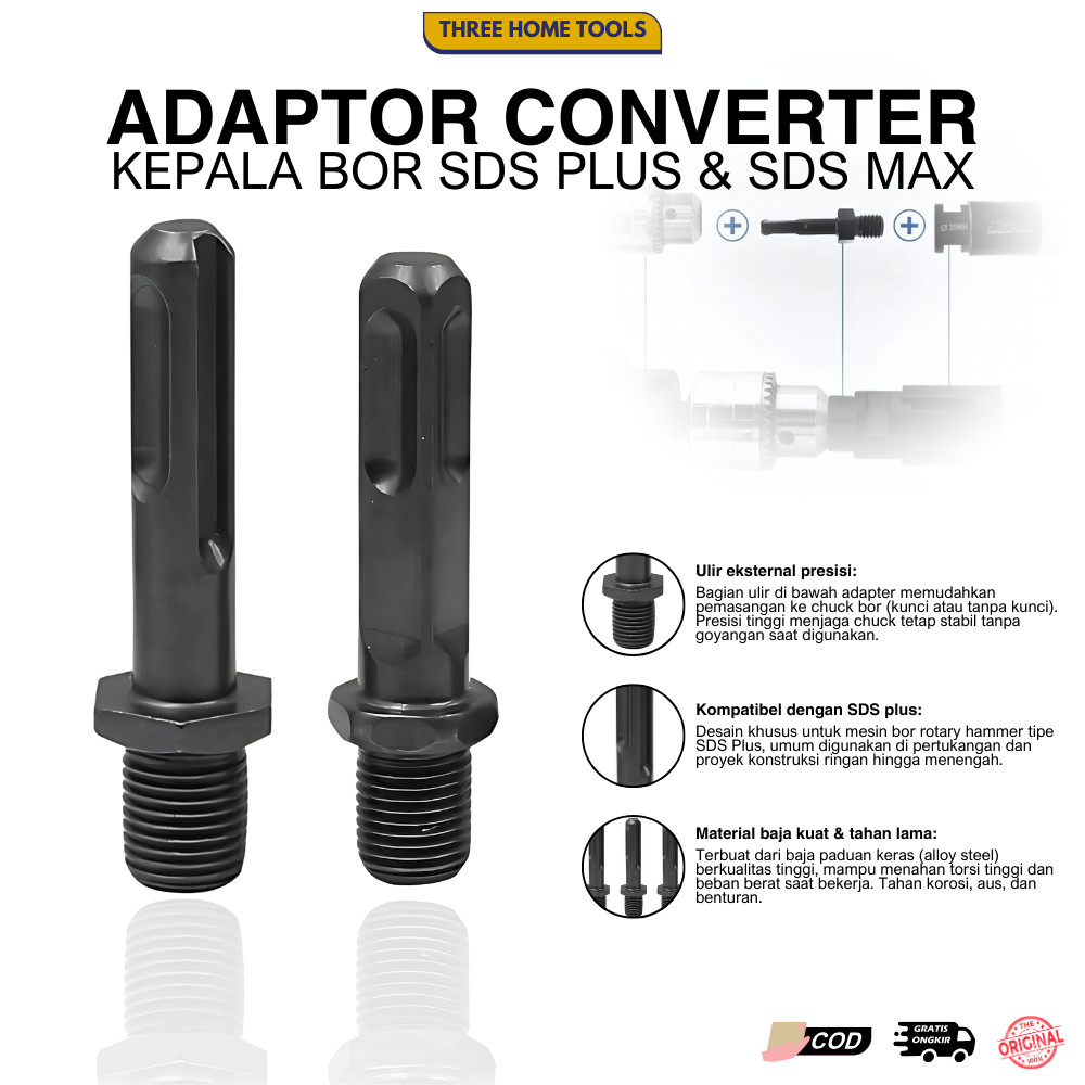 Adaptor Konverter Kepala Bor Impact Drill Chuck Wrench 1/2-20UNF / Sambungan Kepala Bor Impact