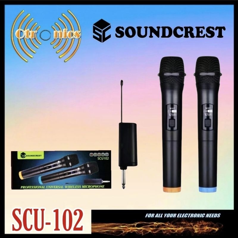 Mic Wireless Handled Microphone Karaoke Dual Handle Wireless Soundcrest SCU-102